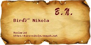 Biró Nikola névjegykártya